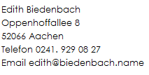 Kontaktdaten Edith Biedenbach
